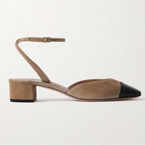 Aquazzura French Flirt Leather Trim Suede Pump Tan NWT Size 40 IT